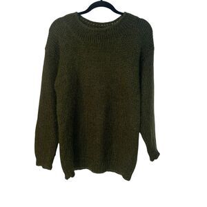 Rafaella Womens Army Olive Green Mohair Wool Blend Sweater M Soft Grunge Vintage